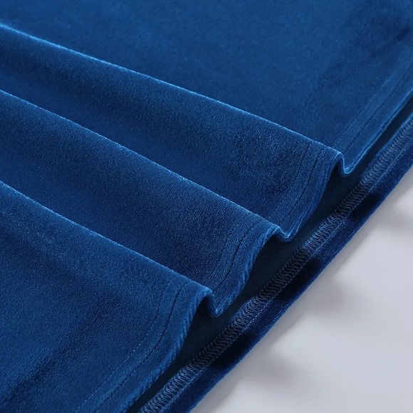 Blue Velvet High Slit Corset Maxi Gown - Picture 15 of 16